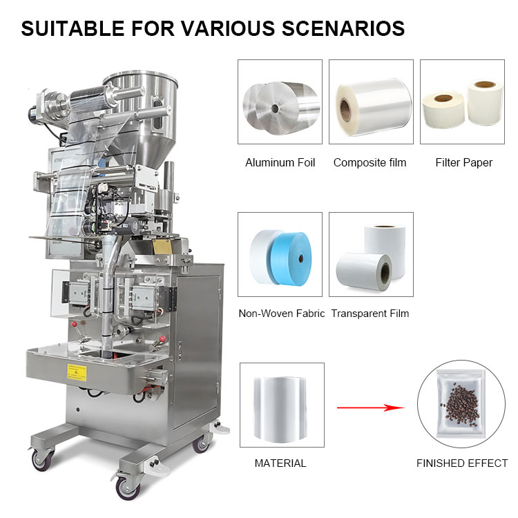 Three Side Seal Filling Machine Granule Dry Fruit Corn Silage Coffee Bean Packing Machine